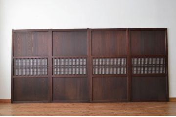 古民具・骨董 美品!! 裏障子付き格子帯戸4枚セット(引き戸)