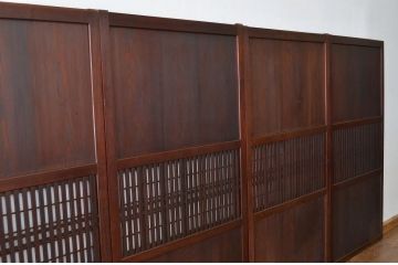 古民具・骨董 美品!! 裏障子付き格子帯戸4枚セット(引き戸)