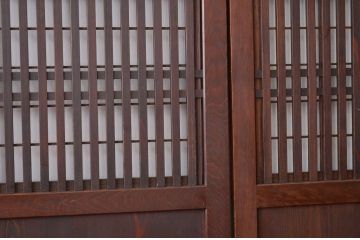 古民具・骨董 美品!! 裏障子付き格子帯戸4枚セット(引き戸)
