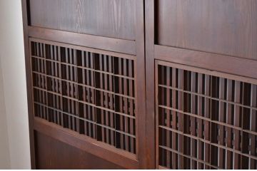 古民具・骨董 美品!! 裏障子付き格子帯戸4枚セット(引き戸)