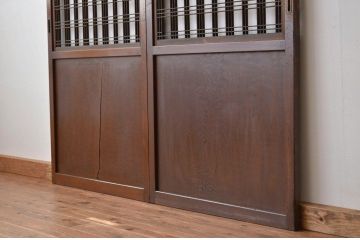 ★古民具・骨董 繊細なデザインのすかし格子帯戸2枚セット(引き戸)