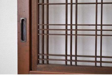 ★古民具・骨董 繊細なデザインのすかし格子帯戸2枚セット(引き戸)