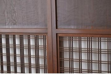 ★古民具・骨董 繊細なデザインのすかし格子帯戸2枚セット(引き戸)
