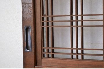 ★古民具・骨董 繊細なデザインのすかし格子帯戸2枚セット(引き戸)