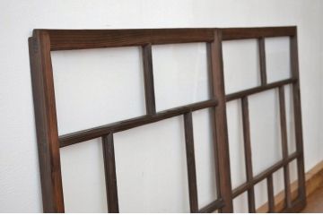 昭和レトロ 古い木のアンティークガラス引き戸2枚セット(窓 建具)