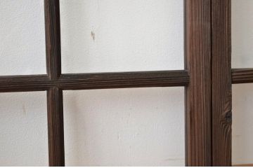 昭和レトロ 古い木のアンティークガラス引き戸2枚セット(窓 建具)