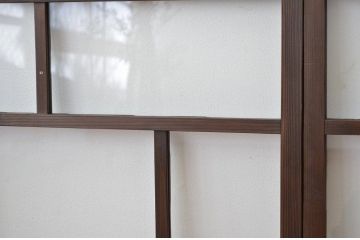 昭和レトロ 古い木のアンティークガラス引き戸2枚セット(窓 建具)