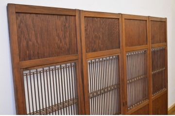 幅が細身のガラス入り筬組子格子帯戸4枚セット(ガラス帯戸、引き戸・建具)