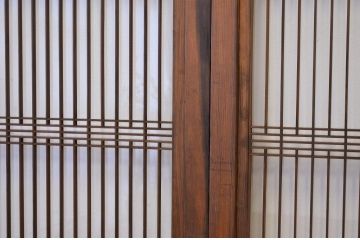 幅が細身のガラス入り筬組子格子帯戸4枚セット(ガラス帯戸、引き戸・建具)