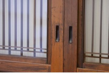 幅が細身のガラス入り筬組子格子帯戸4枚セット(ガラス帯戸、引き戸・建具)
