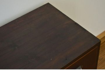 レトロ家具　昭和レトロ 古い木の鉄脚付き3杯引き出しローボード(箪笥・アイアンチェスト)