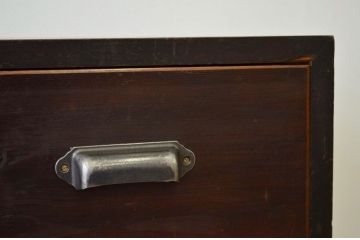 レトロ家具　昭和レトロ 古い木の鉄脚付き3杯引き出しローボード(箪笥・アイアンチェスト)