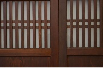 古民具・骨董 ガラス入り格子帯戸2枚セット(ガラス帯戸、引き戸)