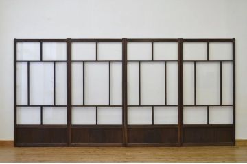 昭和レトロ 古い木のシックなガラス戸4枚セット(引き戸・建具)