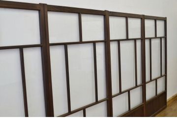 昭和レトロ 古い木のシックなガラス戸4枚セット(引き戸・建具)