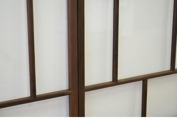 昭和レトロ 古い木のシックなガラス戸4枚セット(引き戸・建具)
