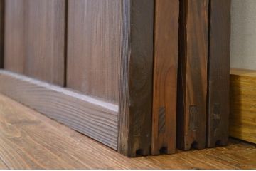 昭和レトロ 古い木のシックなガラス戸4枚セット(引き戸・建具)