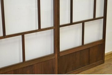 昭和レトロ 古い木のシックなガラス戸4枚セット(引き戸・建具)