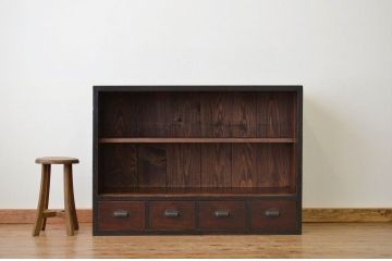 アンティーク家具　アンティーク 古い木の引き出し付き飾り棚(陳列棚)