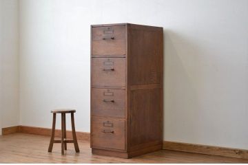 レトロ家具　昭和レトロ 重厚なナラ材大型引き出し(書類ケース・ドロワー)