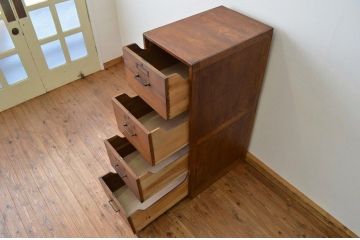 レトロ家具　昭和レトロ 重厚なナラ材大型引き出し(書類ケース・ドロワー)