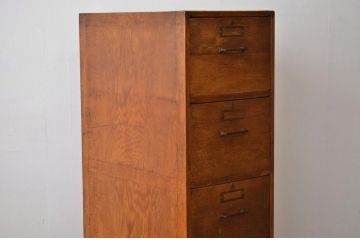 レトロ家具　昭和レトロ 重厚なナラ材大型引き出し(書類ケース・ドロワー)