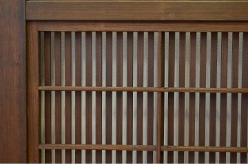 古民具・骨董 細格子の素敵な腰板欅の上質な裏障子付き格子戸4枚セット