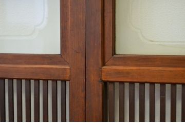 古民具・骨董 腰板欅のシックな格子戸4枚セット(引き戸)
