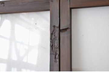 古い木の使い込まれたガラス戸2枚セット(引き戸・建具)