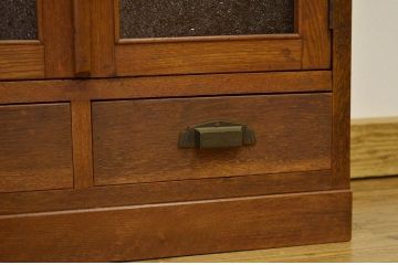 レトロ家具　昭和レトロ ダイヤガラスのアンティーク本箱(書棚)