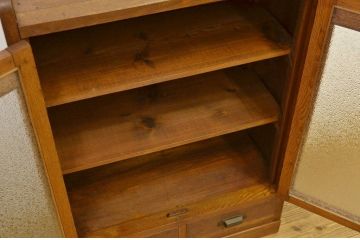 レトロ家具　昭和レトロ ダイヤガラスのアンティーク本箱(書棚)