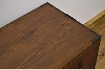 レトロ家具　昭和レトロ 古い木のアンティーク3杯引き出しローチェスト(ローボード 箪笥)
