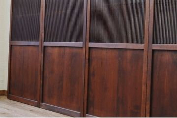 極上!!繊細な作りの極細ガラス格子戸4枚セット