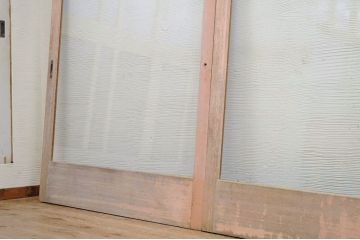 古いパン屋の大きなガラス戸2枚セット