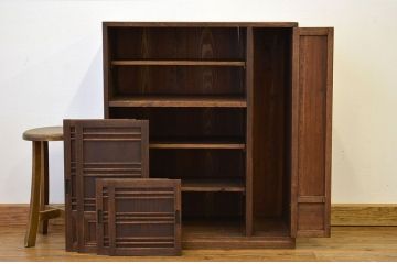 レトロ家具　昭和レトロ　造りの良い古い桐材のシックな下駄箱(収納棚アンティーク)
