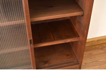 アンティーク家具　アンティーク　古い木のモールガラス収納棚(食器棚)
