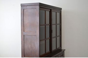 アンティーク家具　◇重厚なナラ材の大型引き出し重ね収納棚(食器棚)
