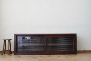 アンティーク家具　古い木のモールガラスローボード2