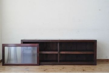 アンティーク家具　古い木のモールガラスローボード2