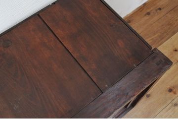 アンティーク家具　古い木のモールガラスローボード2