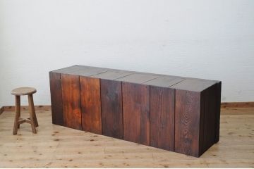 アンティーク家具　古い木のモールガラスローボード2