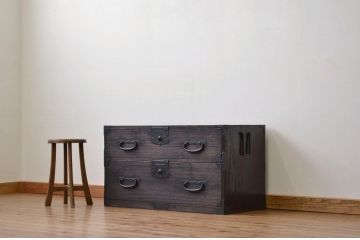 アンティーク家具　古民具・骨董　総桐時代箪笥ローチェスト(ローボードたんす、桐箪笥、桐たんす)