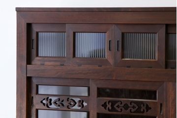 アンティーク家具　状態極上　昭和初期　美しい二段重ね水屋箪笥(食器棚)
