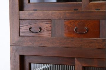 アンティーク家具　状態極上　昭和初期　美しい二段重ね水屋箪笥(食器棚)