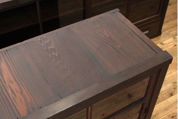 アンティーク家具　素敵な雰囲気!古い雑貨屋の大きなアンティーク二段重ね収納棚(ガラスケース)