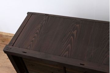 アンティーク家具　素敵な雰囲気!古い雑貨屋の大きなアンティーク二段重ね収納棚(ガラスケース)