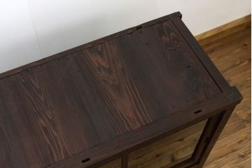 アンティーク家具　素敵な雰囲気!古い雑貨屋の大きなアンティーク二段重ね収納棚(ガラスケース)
