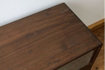 アンティーク家具　アンティーク　結霜ガラス鉄脚ローボード