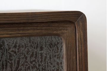 アンティーク家具　アンティーク　結霜ガラス鉄脚ローボード