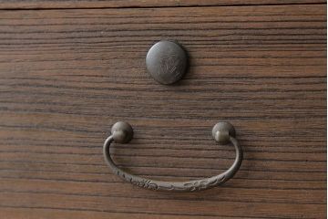 アンティーク家具　アンティーク　結霜ガラス鉄脚ローボード